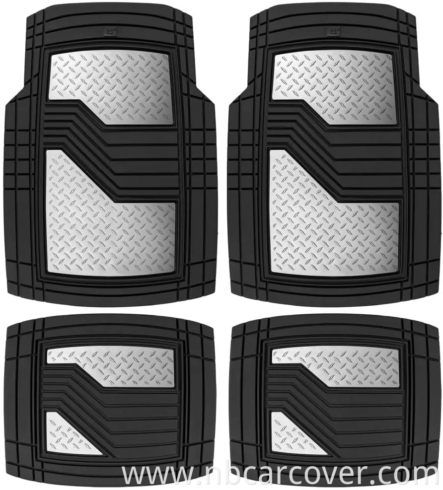 Heavy Duty Rubber Floor Mats for Car SUV Truck & Van-All Weather Protection, Front & Rear with Heelpad & Anti-Slip Nibs Backing, Trim-to-Fit